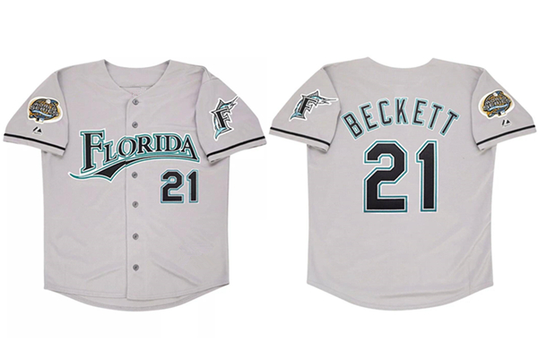 Men's Gray Miami Marlins Active Player Custom 2003 World Series Cool Base Stitched Baseball Jersey